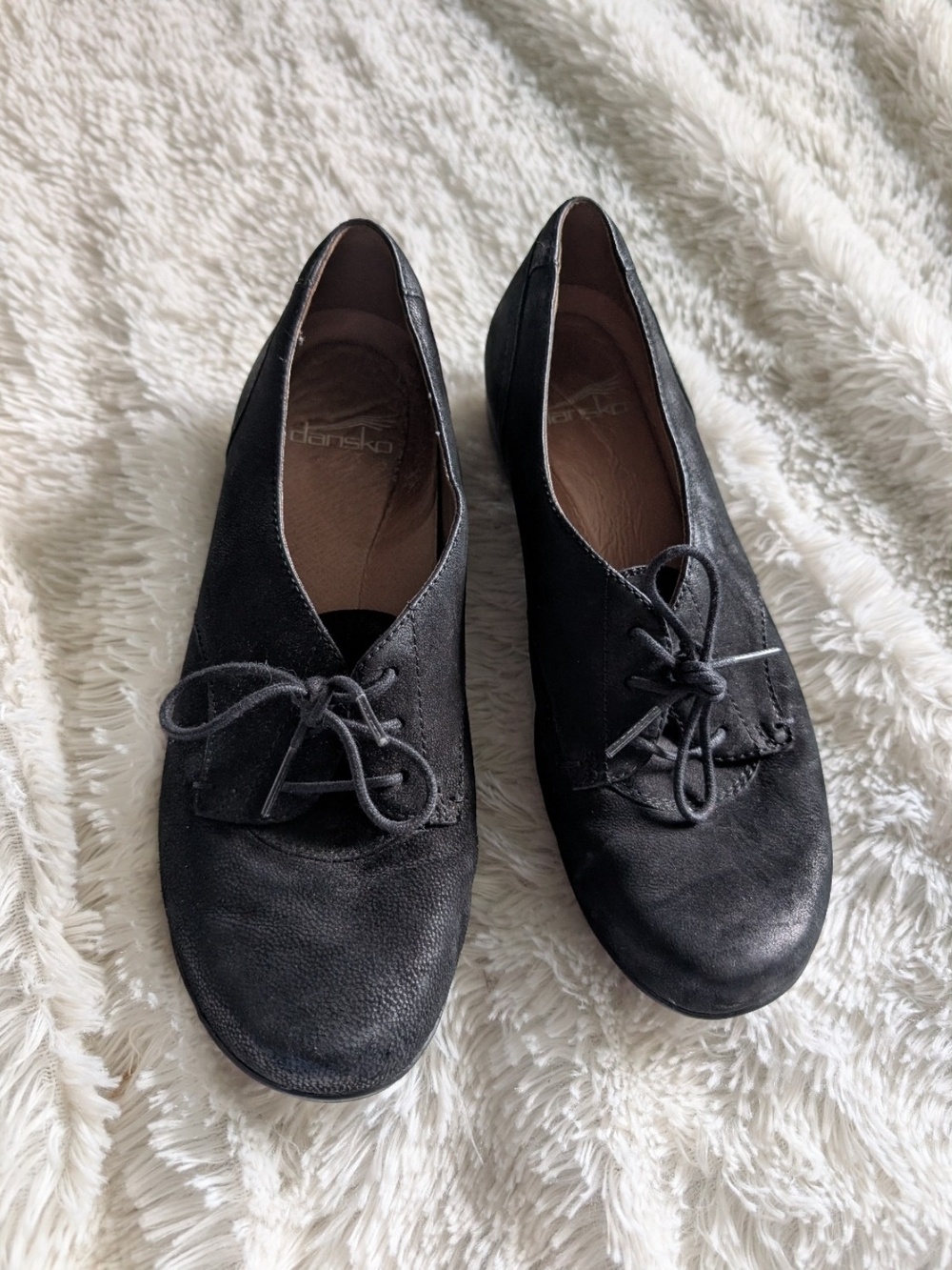 Dansko Black Suede Leather Lace Up Oxford Shoes Size 38/US 8